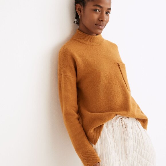 EUC Madewell Redmond Mockneck Pocket Sweater Antique Gold Yellow Size XXS - Picture 2 of 5